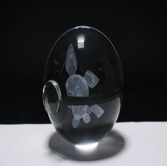 Pichu Large Crystal Pokeball 3D Laser Engraving