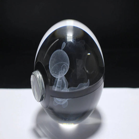 Scraggy Large Crystal Pokeball 3D Laser Engraving