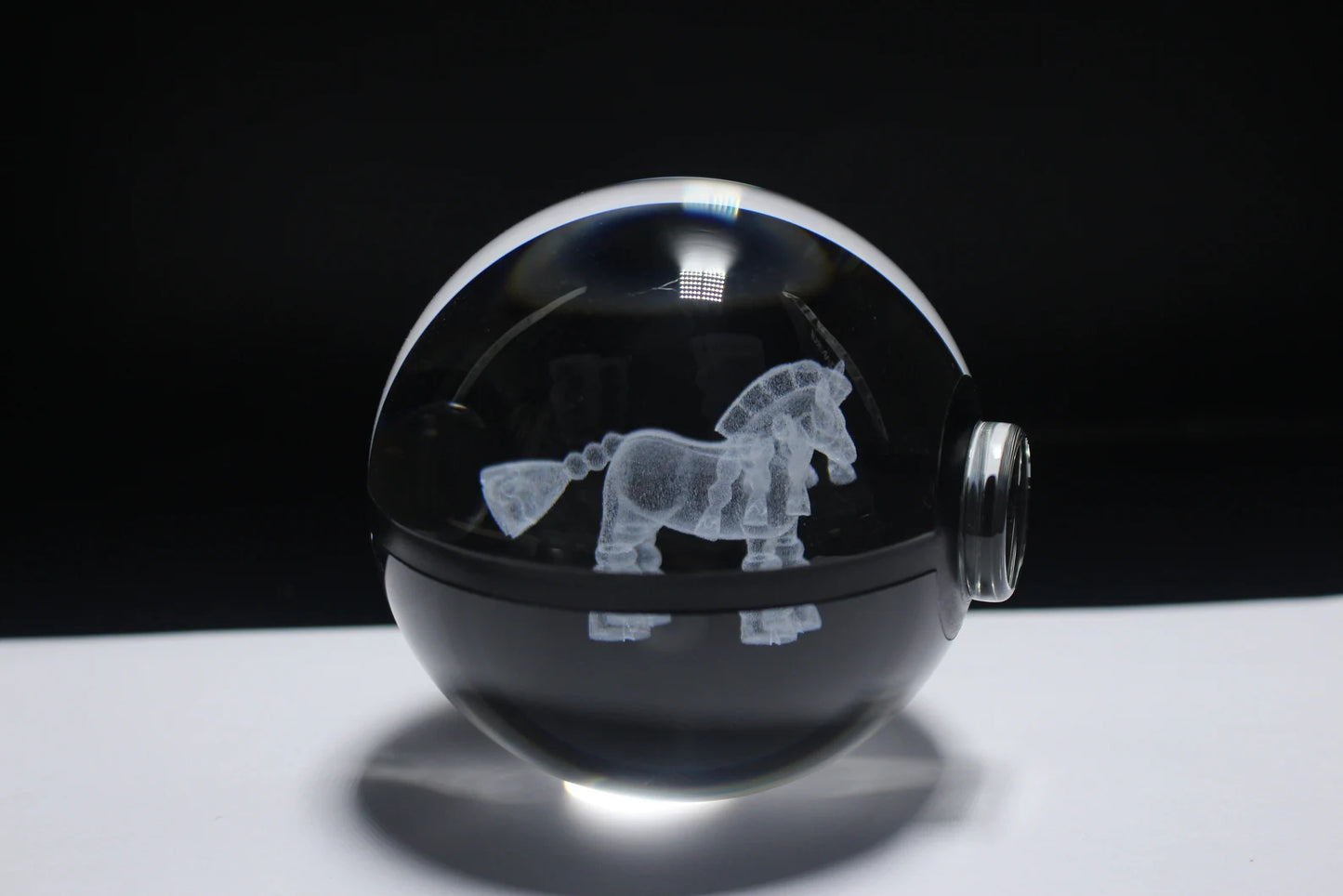 Mudsdale Large Crystal Pokeball 3D Laser Engraving