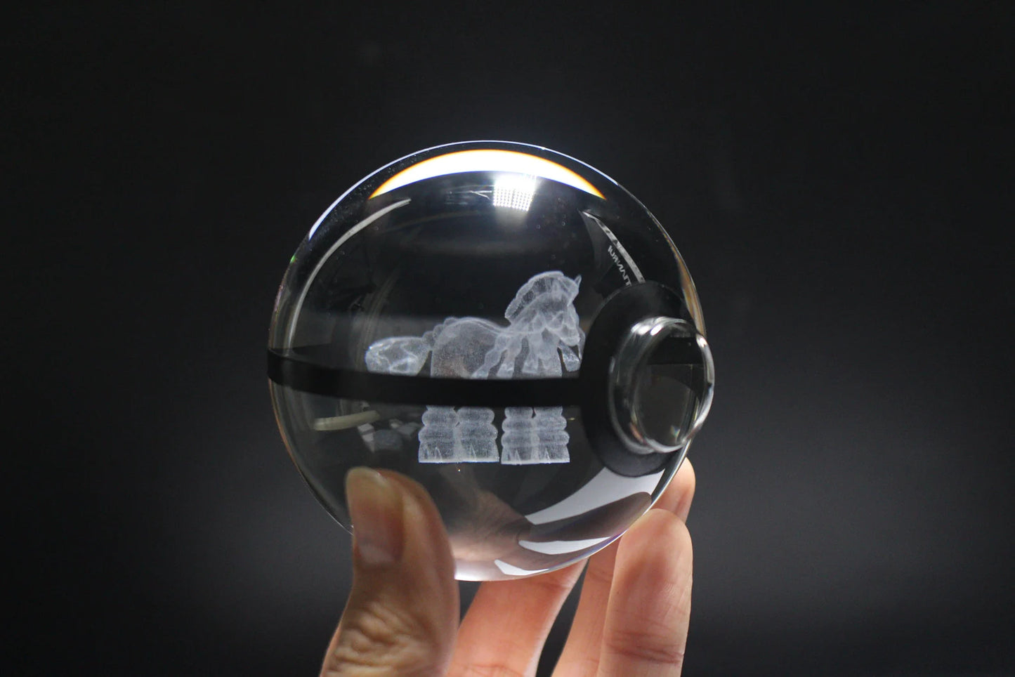 Mudsdale Large Crystal Pokeball 3D Laser Engraving