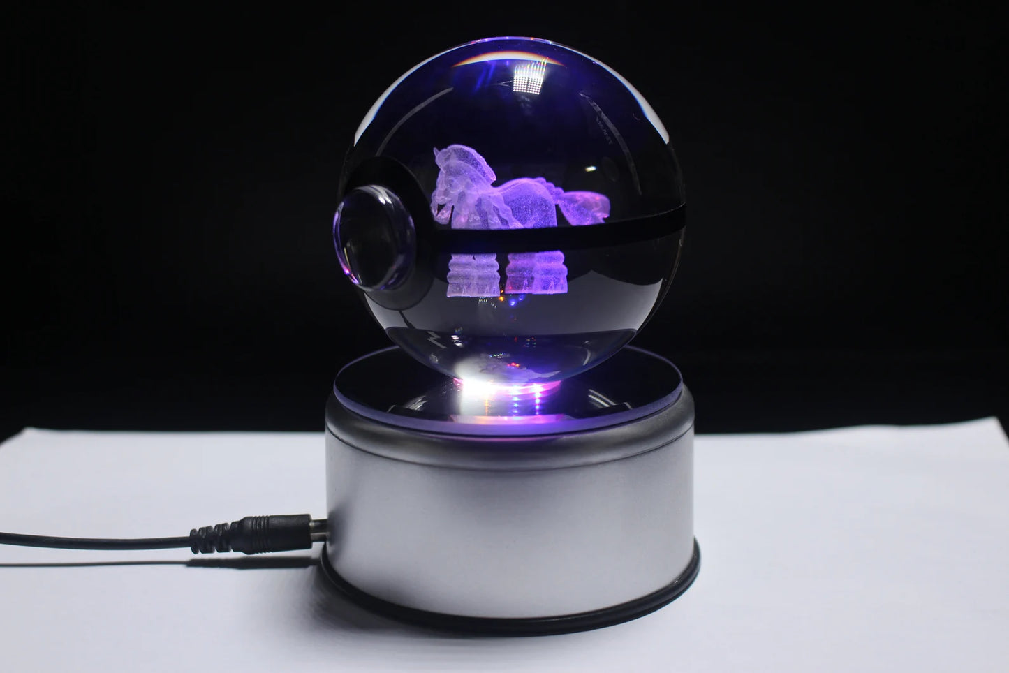 Mudsdale Large Crystal Pokeball 3D Laser Engraving