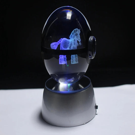 Mudsdale Large Crystal Pokeball 3D Laser Engraving