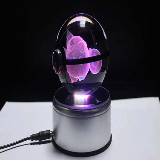 Clefairy Large Crystal Pokeball 3D Laser Engraving