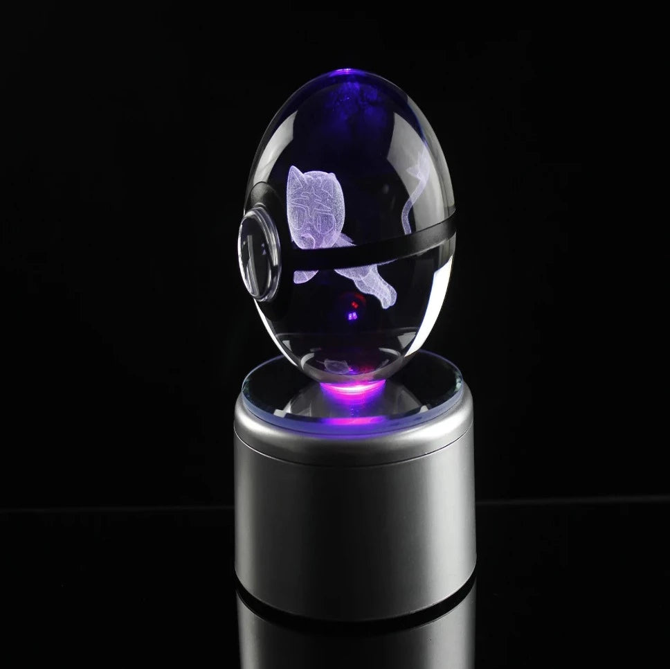 Litten Large Crystal Pokeball 3D Laser Engraving