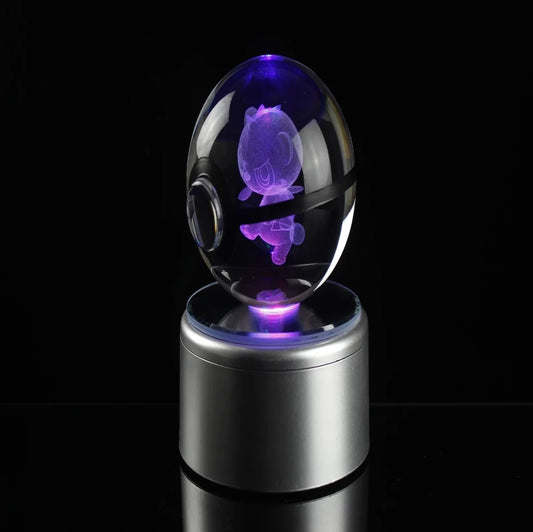 Pancham Large Crystal Pokeball 3D Laser Engraving