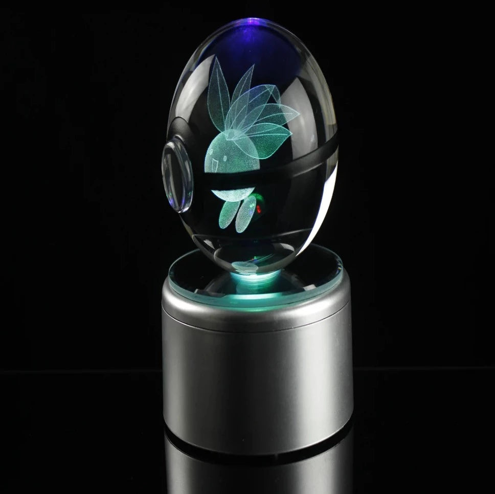 Oddish Large Crystal Pokeball 3D Laser Engraving